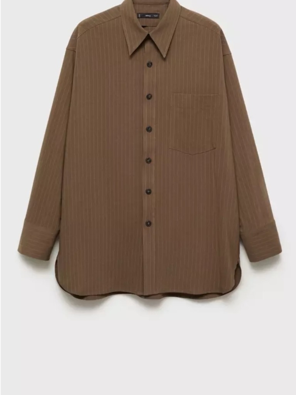 Mango Brown Pinstripe Button-Down Shirt